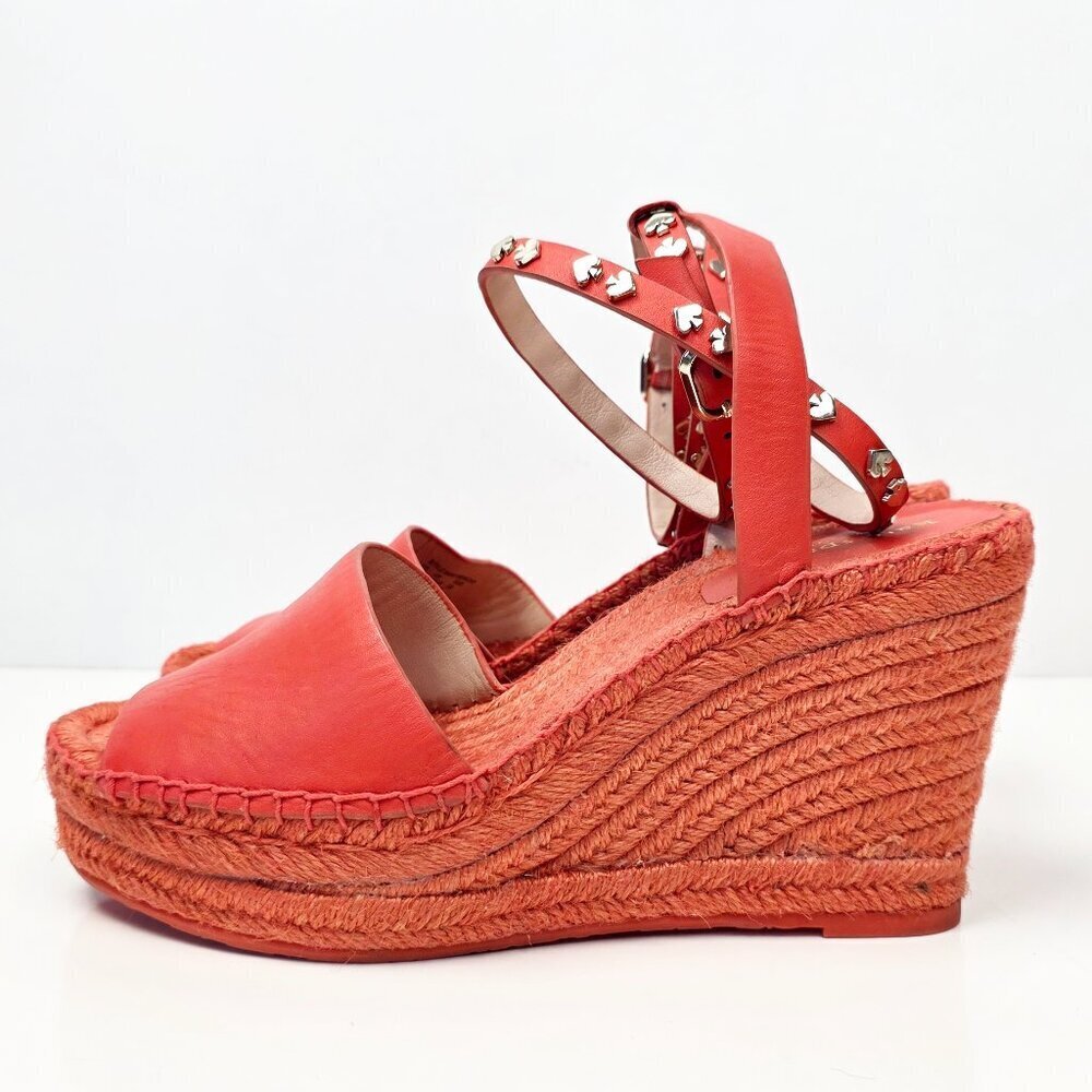 Kate Spade Frenchy Espadrille Wedge Sandals Orange - 8.5 - Picture 7 of 13